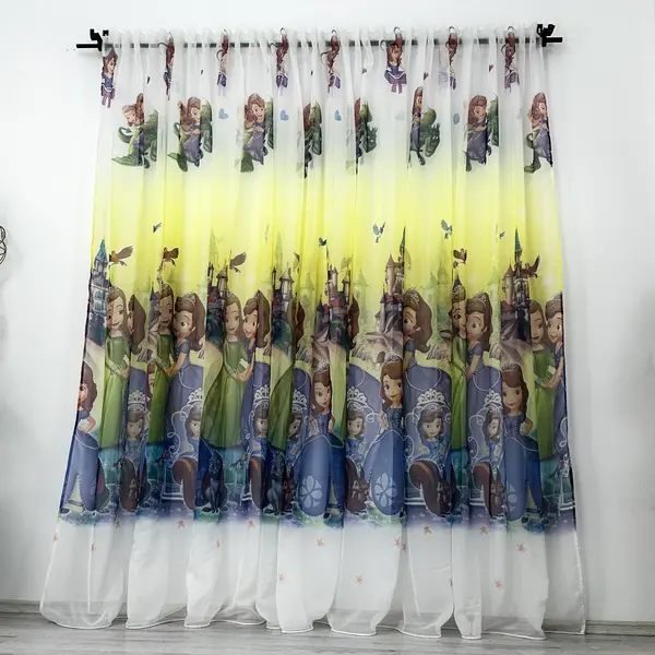 Perdea pentru copii din matase, model printese, 140cm latime x 260cm inaltime, cu rejansa pt bara