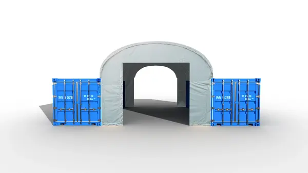 Perete frontal cu usa pt. 6x6/12 m Acoperisuri Container - PVC alb - Default Title