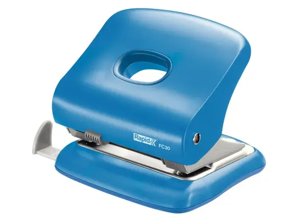 Perforator albastru plastic 2 perforatii 30 coli Rapid Perforator plastic Rapid FC30 30 de coli cutie albastru deschis