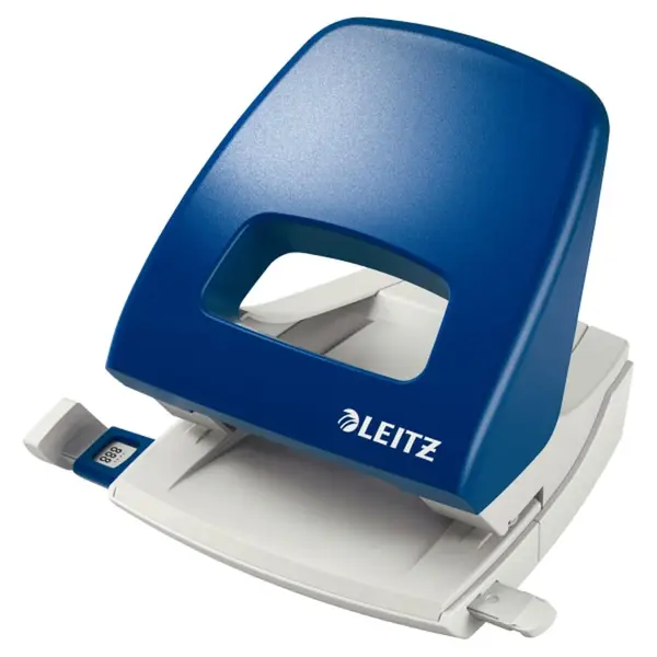 Perforator din plastic 2 perforatii 25 coli Leitz diverse culori Perforator din plastic 2 perforatii 25 coli Leitz diverse culori albastru