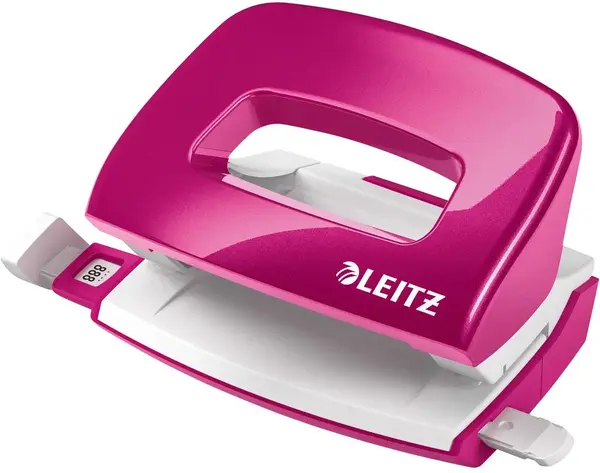 Perforator Leitz Wow - Zimba Mini, până la 10 foi, roz metalic