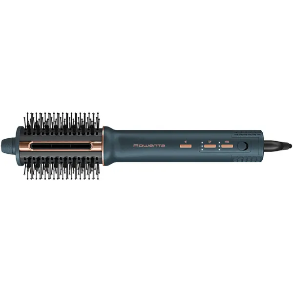 Perie cu aer cald 3 in 1 Rowenta Air Brush 3D UB9720E0, 1100W, 3 trepte de viteza & temperatura, functie jet de aer rece, non-rotativa, generator de ioni, varf rece, verde & bronz