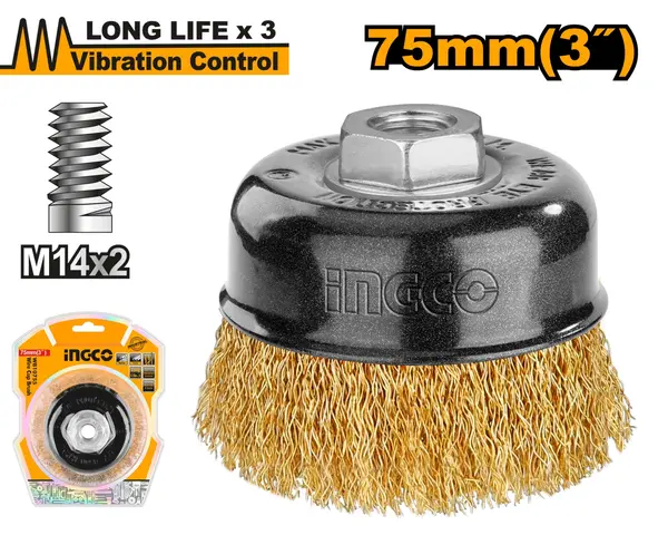 Perie de Sarma Cupa 75mm Long Life INGCO WB10755