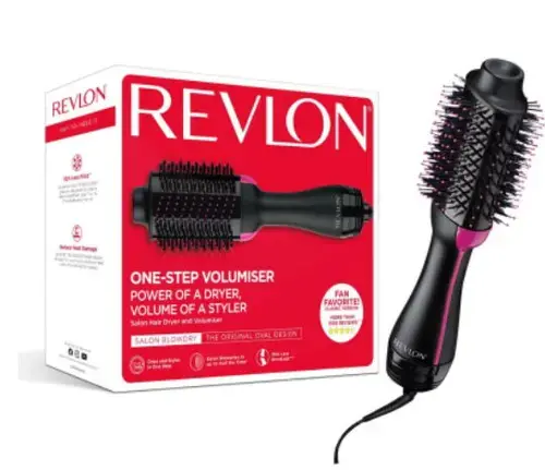 Perie electrica fixa REVLON One-Step Hair Dryer & Volumizer RVDR5222E2 pentru par mediu si lung (Negru)