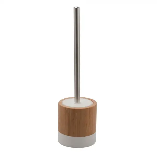 Perie pentru WC, Bambus, Alb-Natur ,36 cm