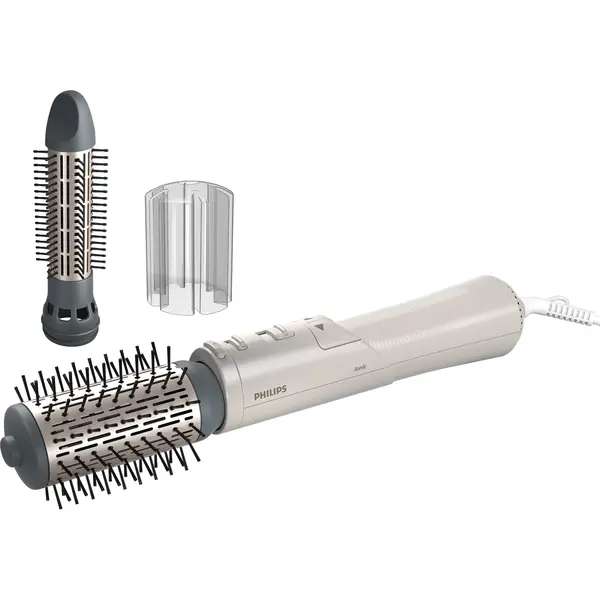 Perie rotativa cu aer cald Philips Seria 7000 BHA710/00, 1000W, ingrijire cu ioni, 2 accesorii, setare temperatura de ingrijire, peri naturali, invelis ceramic din turmalina, Alb/crem