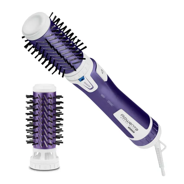 Perie rotativă Rowenta Brush Activ' Volume&Shine 2 CF9530F0 1000W 2 setări de temperatură si viteză ionizare 2 perii înveliş ceramic mov