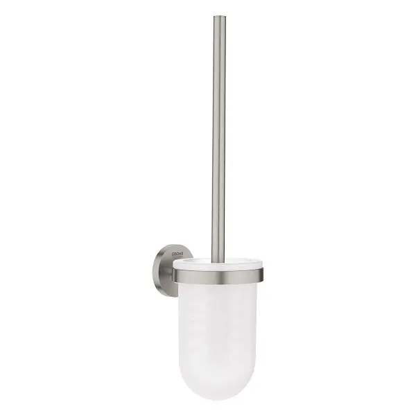 Perie WC Grohe Essentials 40374DC1, suport perie, fixare ascunsa, sticla, metal, mat, Supersteel