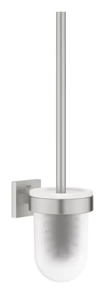 Perie WC Grohe Start Cube, pe perete, metal/sticla, mat, otel satinat, 40977DC0