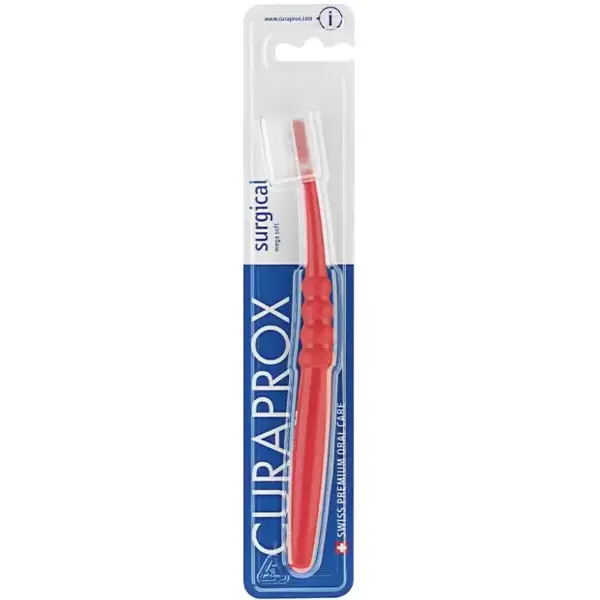 Periuta de Dinti, Curaprox, Surgical Mega Soft, 12000, Post-Operatii, pentru Gingii Extrem de Sensibile, impotriva Placii Dentare, Culoare Rosie