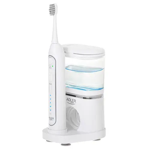 Periuta de dinti electrica Adler AD 2180w 2in1, curatare cu apa, 1700 rpm, Rezervor apa 0.5 l (Alb)