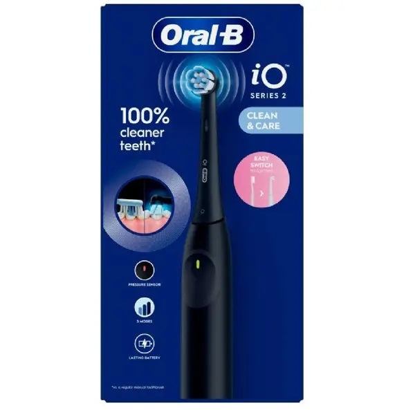 Periuta de dinti electrica Oral-B iO2 Night Black, 3 Programe, 1 Incarcator, 1 Capat, Negru Negru