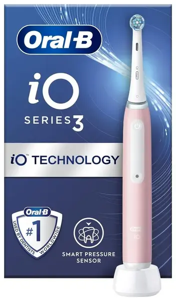 Periuta de dinti electrica Oral-B iO3, 3 moduri periaj, Senzor presiune smart, 1 capat inclus (Roz)