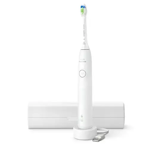 Periuta de dinti electrica Philips Seria 5300 HX7108/02, 2 viteze, 62.000 miscari/minut, Husa calatorie (Alb)