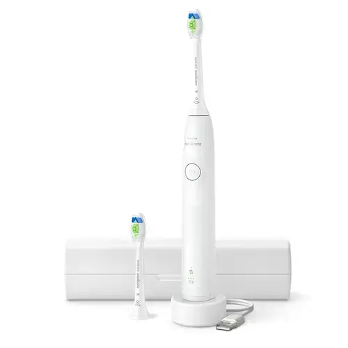 Periuta de dinti electrica Philips Seria 5300 Sonicare HX7108/03, 62000 miscari/minut, Timer, 2 viteze, 2 capete incluse, Husa calatorie (Alb)