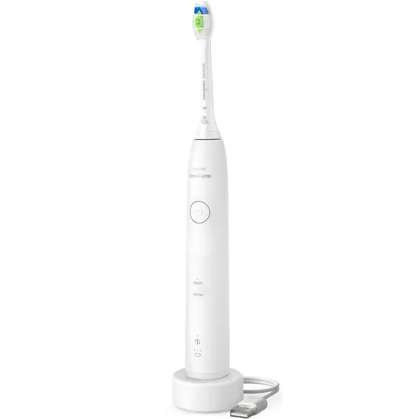 Periuta de dinti electrica Philips Sonicare 5500 HX7110/01, 62000 miscari/min, 2 moduri periere, Alerta presiune, Temporizator, Memento BrushSync, 1 capat, Alb