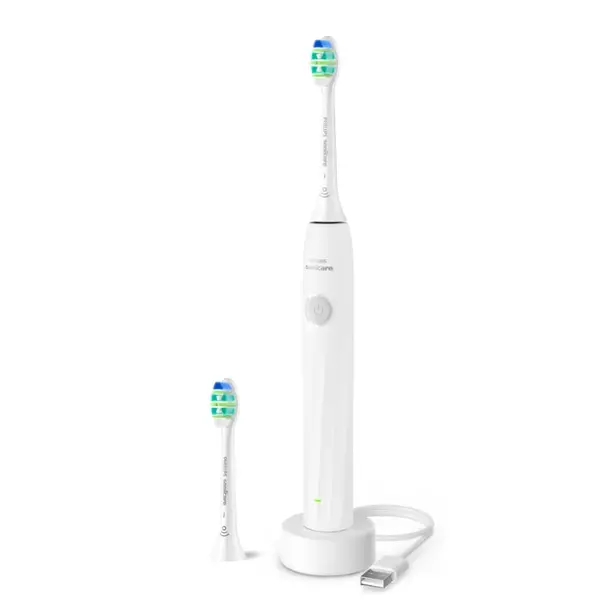 Periuta de dinti electrica Philips Sonicare HX4022 01 Seria 2100, 1 mod, 2 intensitati, timer 2 minute, 2 x capete de periere InterCare, alb