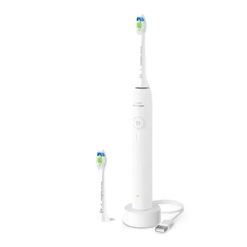 Periuta electrica Philips Seria 3100 HX4032/21, 3 viteze, SmartTimer si Quadpacer, 2 capete incluse, Autonomie pana la 14 zile (Alb)
