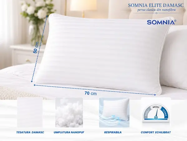 Perna clasica din nanofibra Somnia Elite Damasc 50 x 70 cm