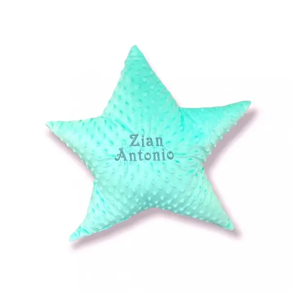 Perna decorativa personalizata Steluta din plus minky verde menta
