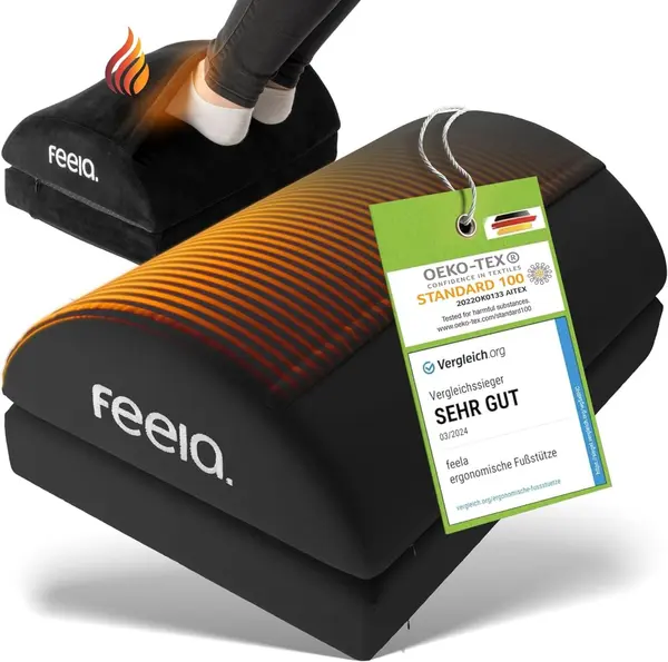 Perna ergonomica FEELA pentru picioare cu buzunar incalzit, reglabil pe inaltime - culoare negru