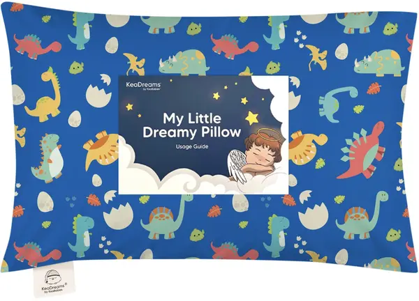 Pernă ergonomică KeaBabies Ergonomic Pillow - bumbac organic, 33 x 46 cm, dinozauri albaștri