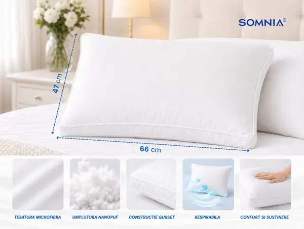 Perna Gusset din nanofibra Somnia Nanodream Premium 50 x 70 cm