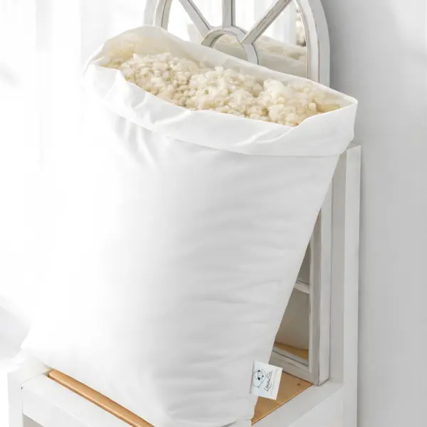 Perna Lana Merino 100% LanaWool 50x70 cm Fermitate Mica Moale 500 g Exterior Bumbac OekoTex Clasa 1 cu Fermoar, Crem 50x70 cm, Crem, Moale 500g