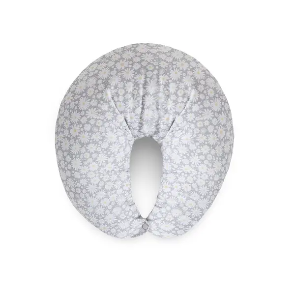 Perna pentru alaptat, Ceba Baby, Husa detasabila din bumbac, Cu puf siliconizat, 150x60x37 cm, Oeko-Tex Standard 100, Basic Chamomile