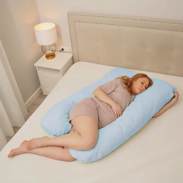 Pernă pentru Gravide 3 în 1 TWINDECO Maxim Albastru, 100% BUMBAC ORGANIC