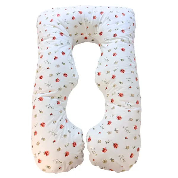 Pernă pentru Gravide 3 în 1 TWINDECO Maxim Roz cu imprimeu, 100% BUMBAC ORGANIC