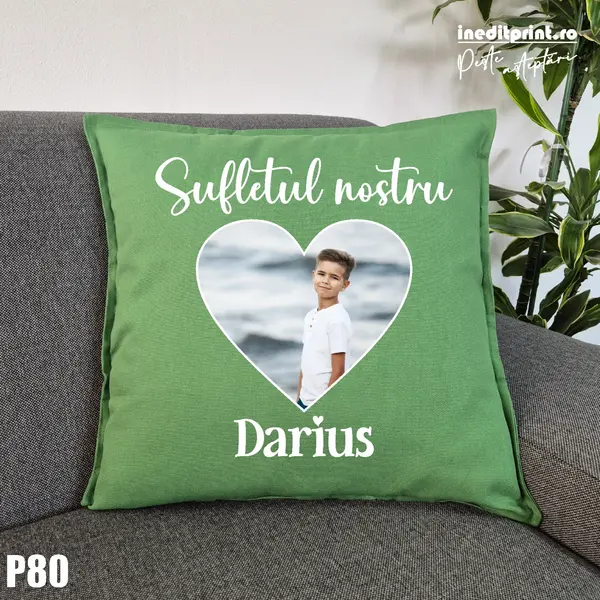 Perna Personalizata cu poza copii - P80 Verde