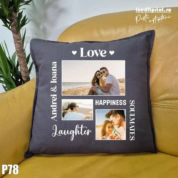 Perna Personalizata cu poze Cupluri - P78 Gri