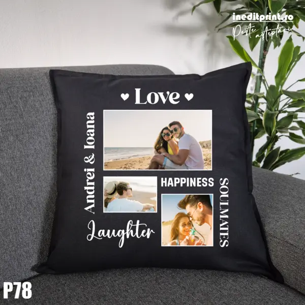 Perna Personalizata cu poze Cupluri - P78 Negru