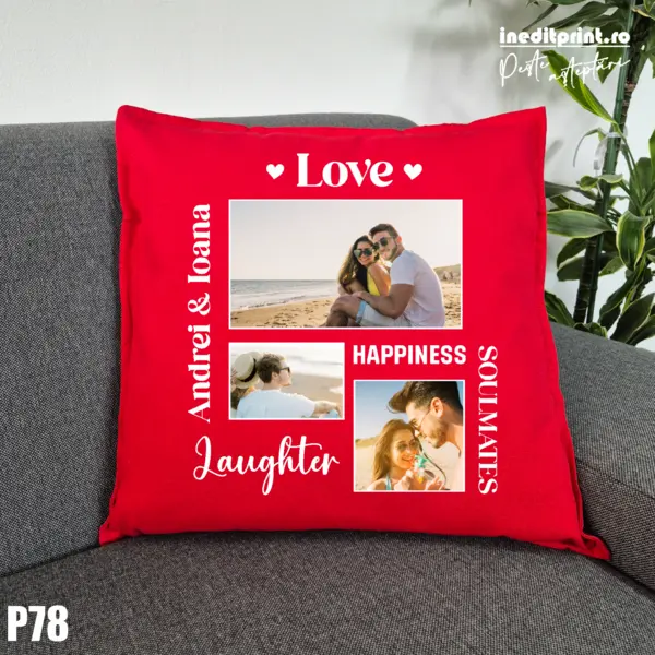 Perna Personalizata cu poze Cupluri - P78 Rosu