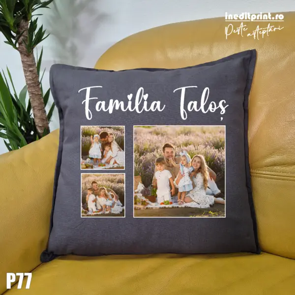 Perna Personalizata cu poze Familie - P77 Gri