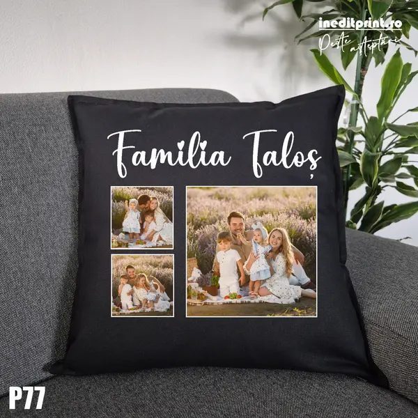 Perna Personalizata cu poze Familie - P77 Negru