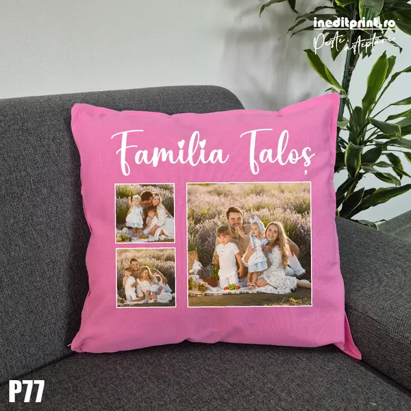 Perna Personalizata cu poze Familie - P77 Roz
