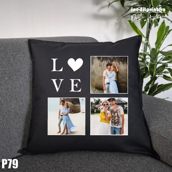 Perna Personalizata cu poze Love - P79 Negru