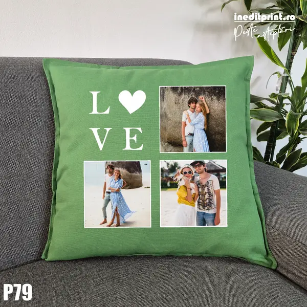 Perna Personalizata cu poze Love - P79 Verde