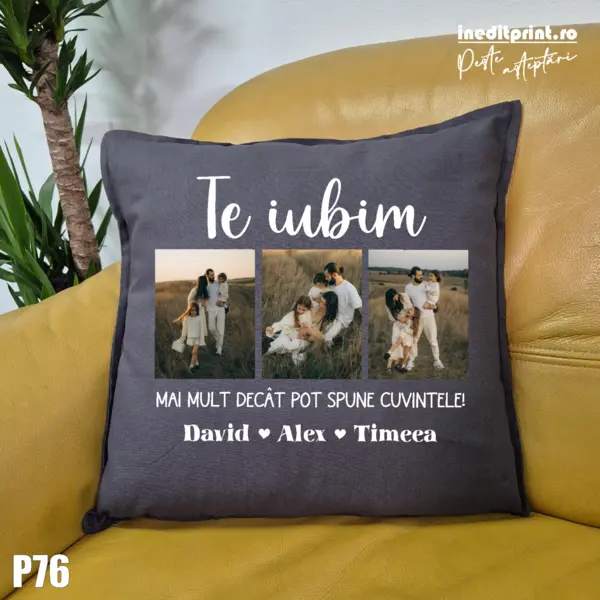 Perna Personalizata cu poze si mesaj - P76 Gri