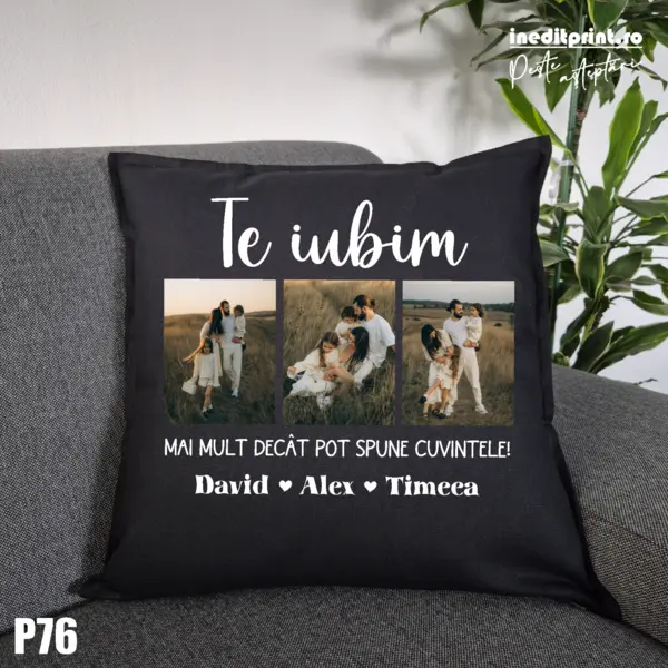 Perna Personalizata cu poze si mesaj - P76 Negru