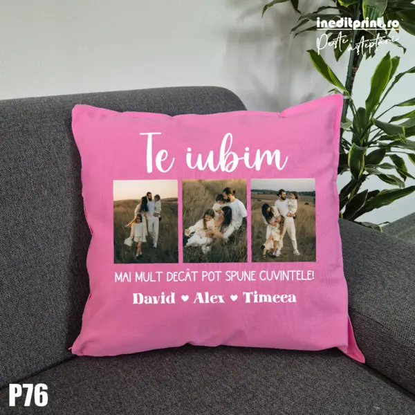 Perna Personalizata cu poze si mesaj - P76 Roz