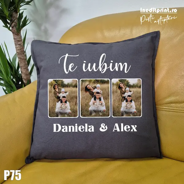 Perna Personalizata cu poze Te iubim - P75 Gri