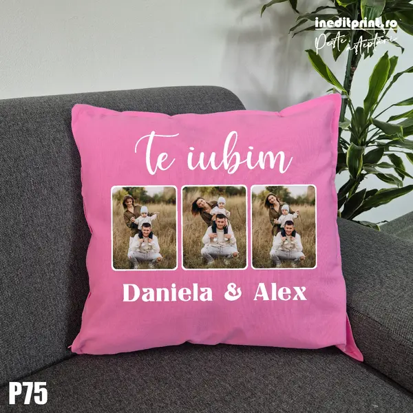 Perna Personalizata cu poze Te iubim - P75 Roz