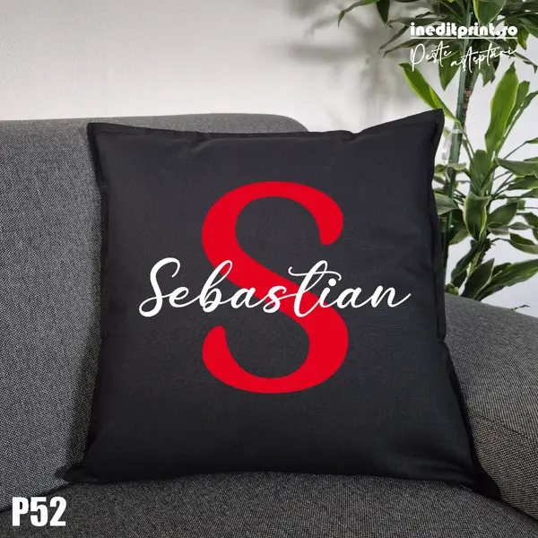Perna Personalizata Nume si Initiala - P52 Negru