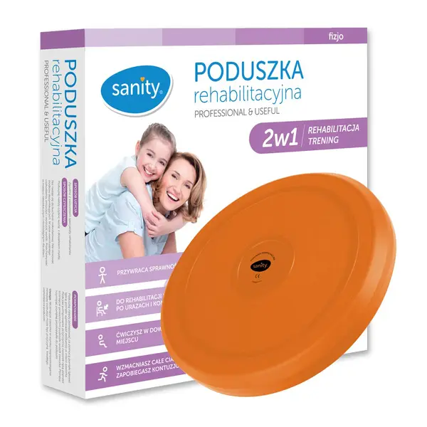 Perna Sanity 2 in 1 pentru reabilitare si antrenare, suprafata anti-alunecare, greutate maxima 260 kg, diametru 35 cm, Portocaliu