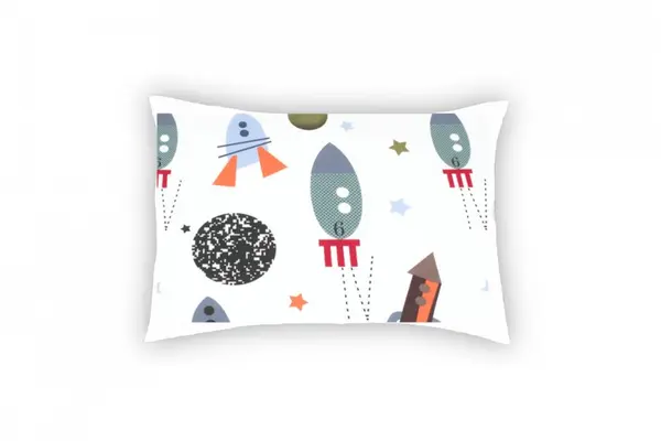 Perna Somnart din bumbac cu imprimeu rachete 50 x 70 cm