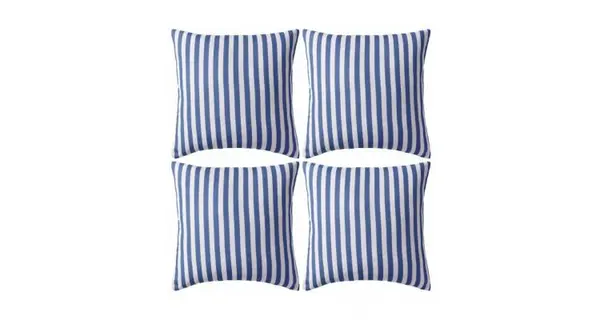Perne de exterior, 4 buc., imprimeu dungi, 45x45 cm, bleumarin