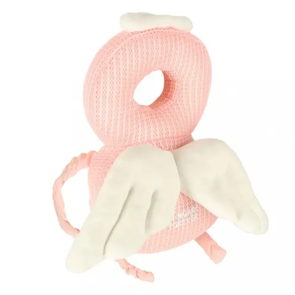 Pernuta de protectie spate si cap pentru copii, Ikonka, in forma de rucsacel cu bretele reglabile, dimensiune 31 x 19 x 8 cm, model Pink Angel